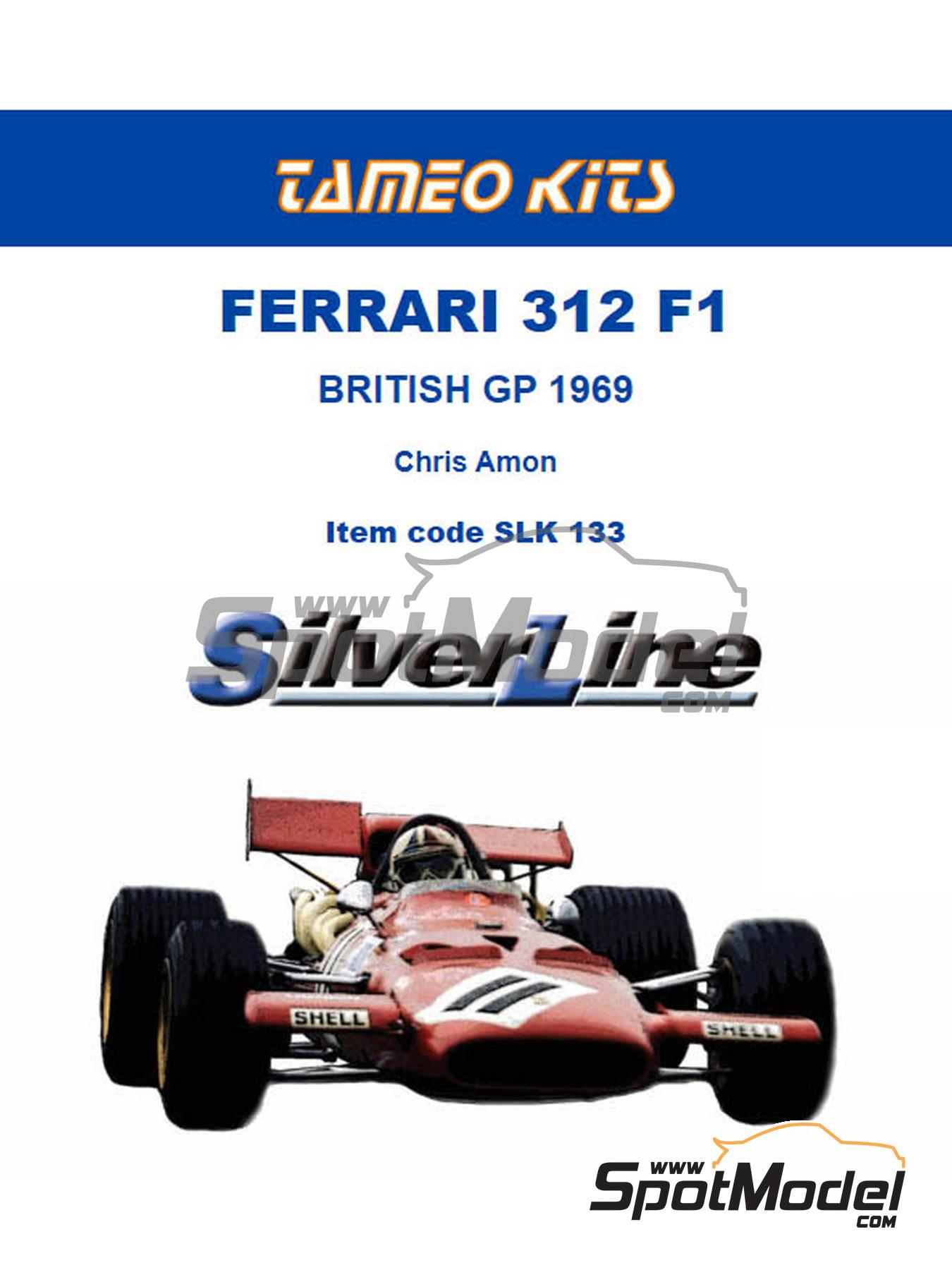 Ferrari 312 F1 sponsored by Shell - British Formula 1 Grand Prix 1969. Car  scale model kit in 1/43 scale manufactured by Tameo Kits (ref. SLK133)